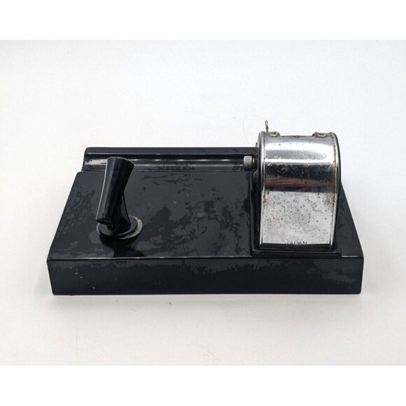 Vintage Perpetual Calendar Pen Holder Office Desk Top Black 6" x 4" - Picture 5 of 8